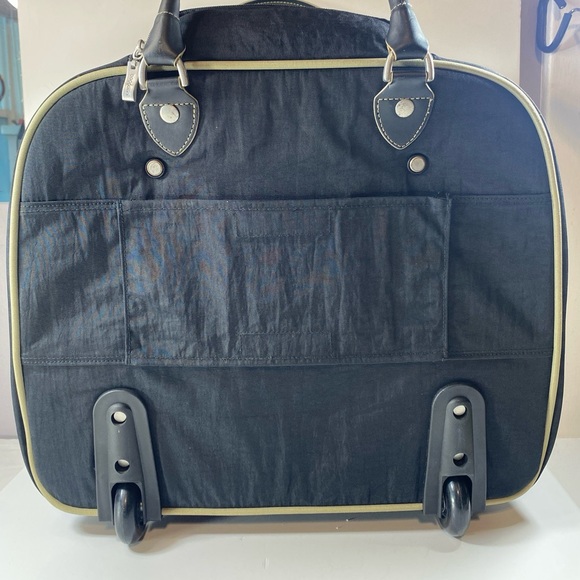 Baggallini Rolling two wheels Carry on suitcase luggage travel bag beige/black - Picture 2 of 9